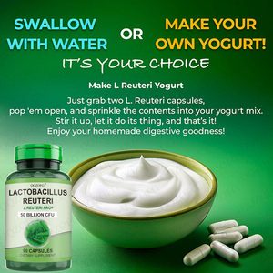 مكملات غذائية عشبية بفاعلية مضادة للأكسدة مجففة بالتجميد لاكوباسيلوس ريوتري كبسولات مضافة - Product Image 4