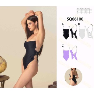 Maillot de bain une pièce HDJ grande taille, effet ventre plat, monokini conservateur, couleur unie, taille haute, bandeau - Product Image 1