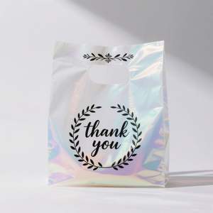 ถุงพลาสติกรีไซเคิลได้พร้อมโลโก้ออกแบบได้ตามต้องการมีที่จับตายถุงช้อปปิ้ง - Product Image 1