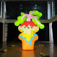 Équipement publicitaire : Vase gonflable géant personnalisé en tissu Oxford avec plante, pour la décoration d'événements