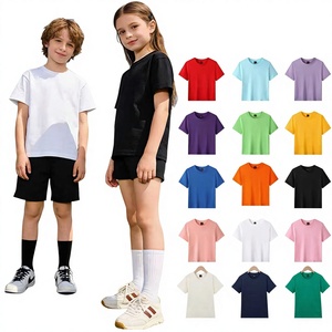 Vente directe usine – T-shirts enfant vintage 200g en coton peigné à manches courtes, anti-humidité, couleur unie, personnalisables DIY - Product Image 1