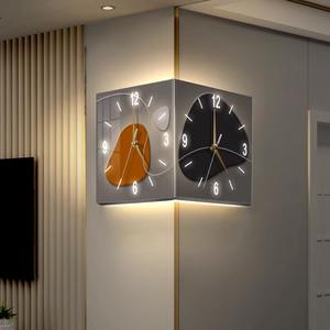 <span class=keywords><strong>Horloge</strong></span> murale lumineuse créative 2024, <span class=keywords><strong>horloge</strong></span> d'angle sans perçage, <span class=keywords><strong>horloge</strong></span> double face tendance - Product Image 2