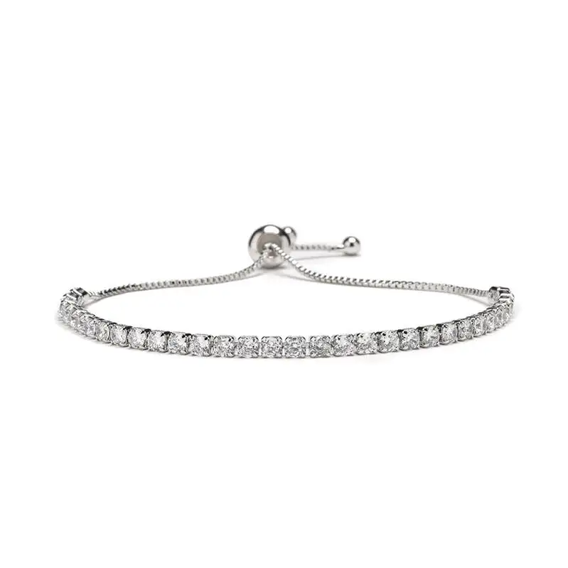 MIENTER Women Sterling Silver Bracelet For Women S925 Adjustable Bracelet Crystal Zircon Bracelet