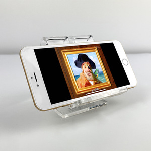 Soporte acrílico transparente para <span class=keywords><strong>teléfono</strong></span> móvil personalizado, altura plana, aumento de escritorio, soporte perezoso con maceta, características de uso, estante de almacenamiento - Product Image 3