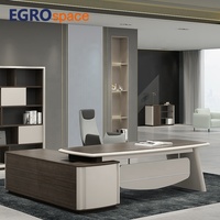 EGROspace Bureau de direction de luxe au design moderne en bois pour PDG, directeur et manager, avec organisateur intégré