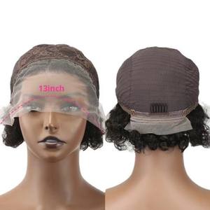 6 pouces Pixie bouclés 13x1 T dentelle brésilienne perruque de cheveux humains courte bouclée # 99J <span class=keywords><strong>vin</strong></span> rouge pas cher femmes noires 100% perruques de cheveux vierges Stock - Product Image 3