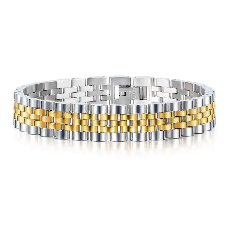 Top Quality Men's Stainless Steel Gold Silver Watch Chain Jewelry Bracelet Adjustable Size Men Bracelet