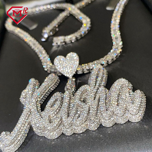 Pendentif Breloque de Luxe pour Homme en Argent Sterling 925 avec Diamant Moissanite VVS, Personnalisé Nom <span class=keywords><strong>Keisha</strong></span> Cœur Iced Out Hip Hop - Product Image 1