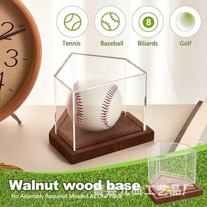 Caja de exhibición de béisbol de madera, soporte cuadrado en forma de cubo para pelotas de béisbol y ping pong, estuche de exhibición de escritorio para hobby, base de madera maciza - Product Image 5