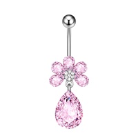 Gaby – anneaux de nombril de couleur rose, ensembles de boutons de ventre en forme de cœur, bijoux fins, piercing