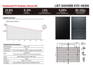 แผงโซลาร์เซลล์ Longi LR7-54HVB-470M 470W แบบ N-Type HPBC สองหน้า กระจกสองชั้น LR7-54HVB-470M โซลาร์เซลล์ 110W - Product Image 3