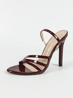 Quites dames en cuir sandales à talons orteil or à bout ouvert Stiletto grande taille robe fête supérieure en caoutchouc chaussures de créateur femme