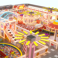 Aoleao Custom Neon Dreamville, aire de jeux intérieure haute capacité avec piscine à balles, toboggan et structure d'escalade pour enfants, usage commercial, certifié CE TUV