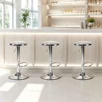 Tabouret de bar pivotant réglable en hauteur en métal chromé moderne avec design minimaliste pour bar à domicile, salle à manger, usage commercial, finition argentée