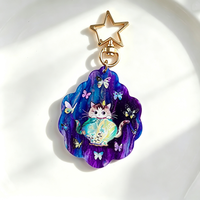 Porte-clés personnalisé en acrylique nacré, effet irisé, breloque en plastique, fabricant pour cadeaux de merchandising de dessins animés et d'anime, UV