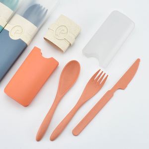 Juego de Cubiertos Portátiles para Niños, con Logotipo Personalizado, Modernos, para Picnic y Viajes, Libres de BPA, Hechos de Fibra de Paja de Trigo y Plástico PP Biodegradable - Product Image 3