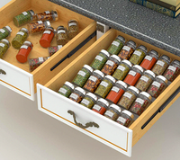 Organisateur de tiroir à épices, 4 niveaux en acrylique transparent incliné dans le tiroir pots d'assaisonnement insérer plateau de support de comptoir