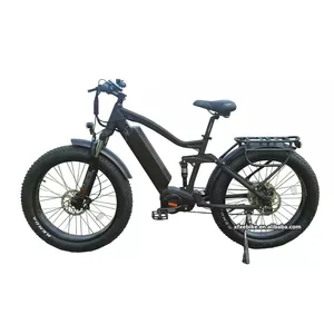 2024 Krachtige Jacht 52V 1000W Mid Drive E Bike 20ah Sdi Batterij Volle Vering Elektrische Fiets 26 Inch Dikke Band Mountainbike