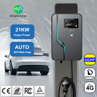 Nueva Estación de Carga para Vehículos Eléctricos de Oficina, Wallbox Nivel 2, Cargador AC de 22KW, Tipo 2, WiFi Inteligente, RFID, OCPP, Pantalla LCD, Control por Aplicación, IP65, UKCA