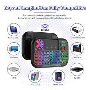 Nuevo Teclado USB Inalámbrico <span class=keywords><strong>Mini</strong></span> M2 de 7 Colores con Retroiluminación RGB de 2.4GHz, Multifuncional, con Panel Táctil y Control Remoto para Portátil - Product Image 3