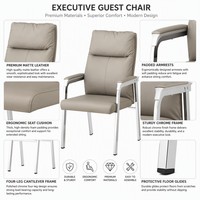 Chaise de bureau exécutive à 4 pieds Plush-Crest, dossier haut, cuir PU, cadre chromé, accoudoirs rembourrés, sièges pour salle de conférence, M06
