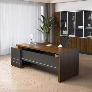 Escritorio de oficina moderno de madera de nogal nórdico con diseño de lujo para Directores Ejecutivos Directores Generales presidentes - Product Image 4