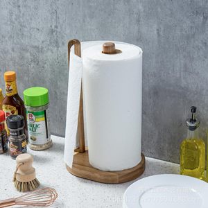 Baishun Wooden <b>Paper</b> Towel Holder Free Standing Circular No Drilling <b>Kitchen</b> Roll Stand - Product Image 1