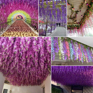 พวงดอกวิสทีเรียประดิษฐ์สีเขียว Hangyi ขนาด 100 ซม. 200 ซม. ทำจากพลาสติก สำหรับตกแต่งงานแต่งงานและบ้าน - Product Image 4