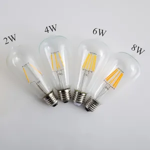 360 degree clear glass 2W 4W 6W 8W vintage LED filament Edison light bulb E26 E27 B22 Warm white dimmable Edison led bulb ST64