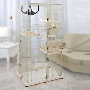 หลายชั้นแพลตฟอร์มและบันไดสแตนเลสกรงแมวที่มีล้อ - Product Image 6