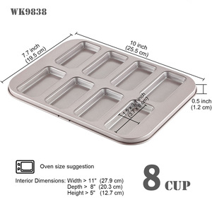 Financier Cake Mold 8 Cavity Non Stick Rectangle <b>Baking</b> Pan For Home Use - Product Image 3