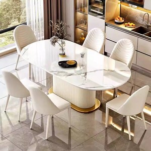 Moderno e minimalista tavolo da pranzo in pietra ovale Color crema bianco tavolo da pranzo per Hotel o casa <span class=keywords><strong>soggiorno</strong></span> - Product Image 3