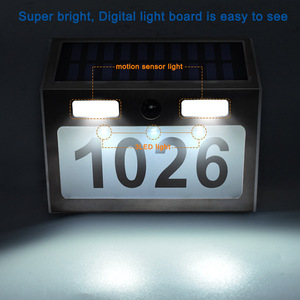 Numéro de <span class=keywords><strong>maison</strong></span> Lumière solaire LED extérieure Détecteur de mouvement Plaque d'immatriculation de porte Adresse de <span class=keywords><strong>la</strong></span> <span class=keywords><strong>maison</strong></span> Panneaux de numéro de <span class=keywords><strong>maison</strong></span> solaires modernes - Product Image 2