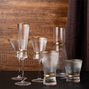 Coffret cadeau souvenir 270ml 9oz or rim ribbeds line insolite graver frozen whiskey wedge glass for party - Product Image 3