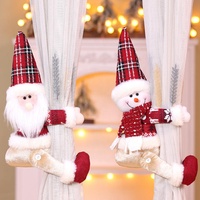 Vente en gros de poupées en peluche de Noël, Père Noël, bonhomme de neige, animaux en peluche doux à carreaux rouges, décoration, cadeau, OEM