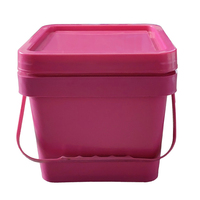 Seau à glace en plastique rose de qualité alimentaire, hermétique, réutilisable, couleurs personnalisables, seau carré en plastique de 5 gallons