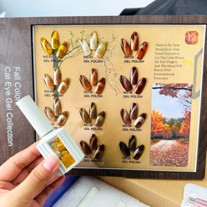 Ensemble de vernis à ongles en gel de couleur d'automne-12 couleurs, <span class=keywords><strong>effet</strong></span> oeil de chat, aimant imbibé, finition super brillante - Product Image 3