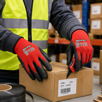 Gants de travail MaxiPact en polyester 13 jauges, latex froissé antidérapant, durables et flexibles, avec poignet tricoté 22-27 cm, gants de sécurité généraux