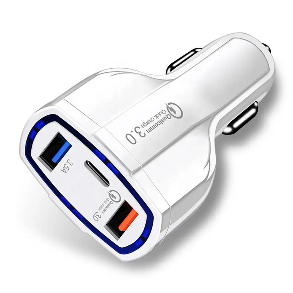 Amazon best selling 2020 PD car charger 2 port USB 1 Type-C port PD fast car charger adapter for 5V 3.5A iPhone 11 quick charge