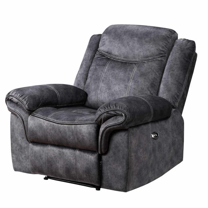 Modern Home Furniture HMS 41 Granite Gray Power Recliner Extendable Massage Synthetic Leather Microfiber Fabric Metal