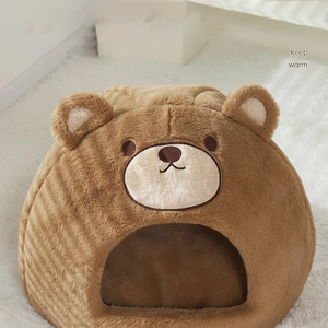 Tempat tidur dalam ruangan lucu untuk anjing kecil dan kucing musim dingin hangat anak kucing sarang dengan pola hewan produk rumah hewan peliharaan - Product Image 4