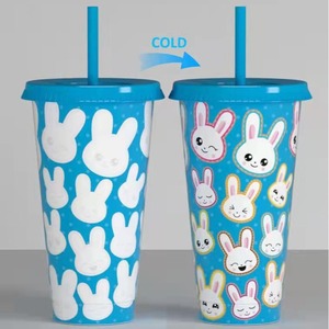 Drinking PP Custom Water Party Juice Color Changing Plastic Cup <strong>Easter</strong> <strong>Mug</strong> With Lids Straw - Product Image 3