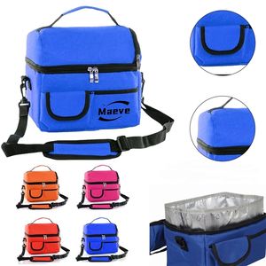 Fashionable <b>Large</b> Capacity Cooler Bag Zipper Insulated Lunch <b>Box</b> Tote Featuring Side Pocket Handle Strap Camping Travel Picnics - Product Image 2