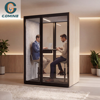 Cabine de bureau moderne mobile insonorisée à double poste, aspect bois, pour immeubles de bureaux, entrepôts et hôtels