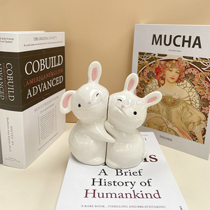 Clip de livre de décoration de chambre modèle lapin pâques lapin décoration de dessin animé serre-livres en céramique tirelire multifonction - Product Image 2