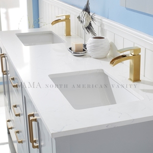 VAMA Factory-mueble de baño de 72 pulgadas, lavamanos doble, con encimera de cuarzo, 785072 - Product Image 4