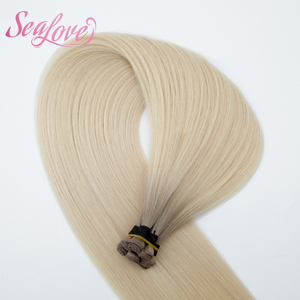 Extensioni di Capelli Umani Remy Annodate <span class=keywords><strong>a</strong></span> Mano, Trama Leggera Senza Cuciture, <span class=keywords><strong>Biondo</strong></span> Platino Cenere per Installazione Professionale in Salone - Product Image 1