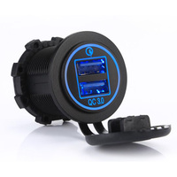 Chargeur USB double QC3.0 12-24V pour bus avec écran d'affichage, support de téléphone certifié CE, adaptateur de prise d'alimentation pour accoudoir de bus, noir/blanc