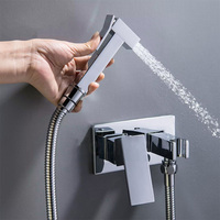 Forme carrée Salle de bain En Laiton Toilette Chaud Froid Bidet Pulvérisation De Poche Hygiénique Jet Douche Kit Musulman Douche Ensemble Robinet Shattaf Robinet