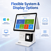 PC de Escritorio Todo en Uno de 15.6 Pulgadas, Máquina POS con Pantalla Táctil Doble, Impresora, Escáner QR, Lector de Tarjetas para Tiendas Minoristas, Kiosco de Pago